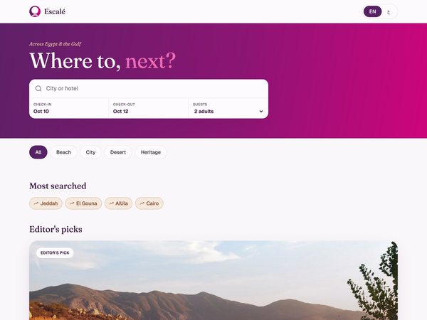Escalé public booking site